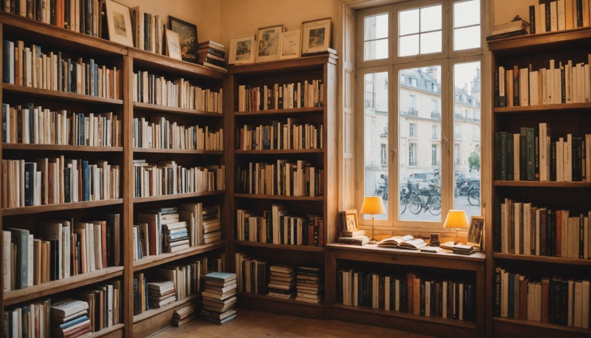 Étagères de librairie garnies de romans pour la rentrée littéraire