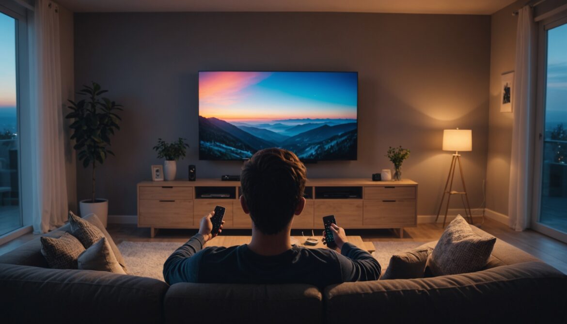 Salon avec télévision allumée illustrant le retour de l'essai gratuit Netflix en France