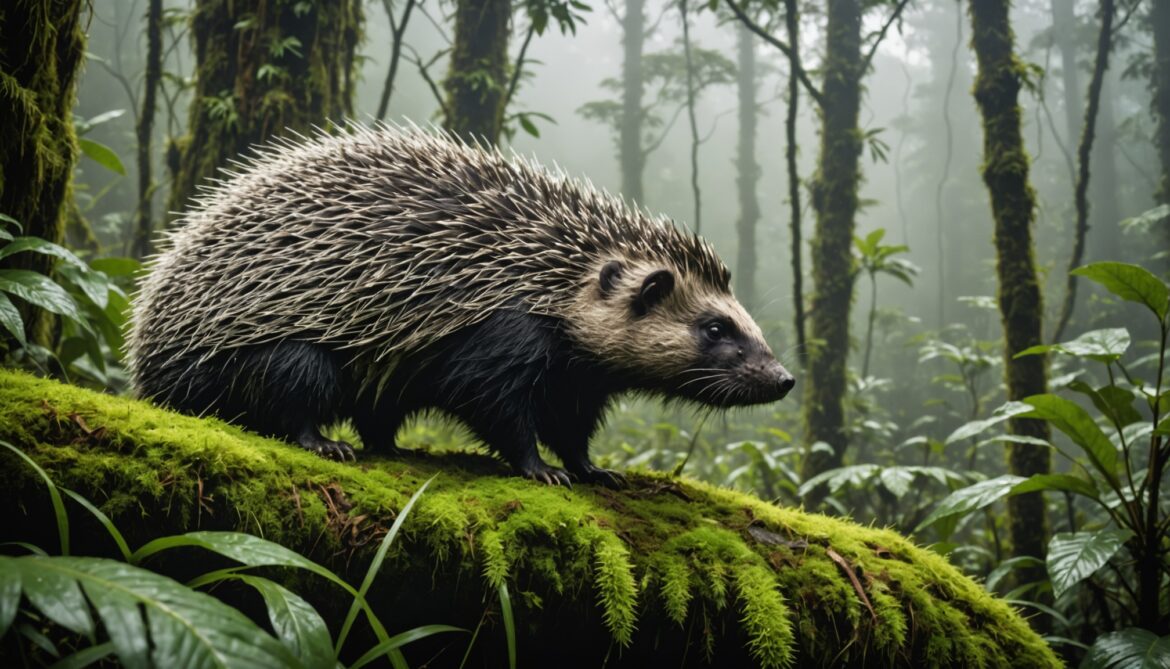 Porc-épic dans la forêt andine, illustration de la biodiversité du corridor Llanganates-Sangay en Équateur