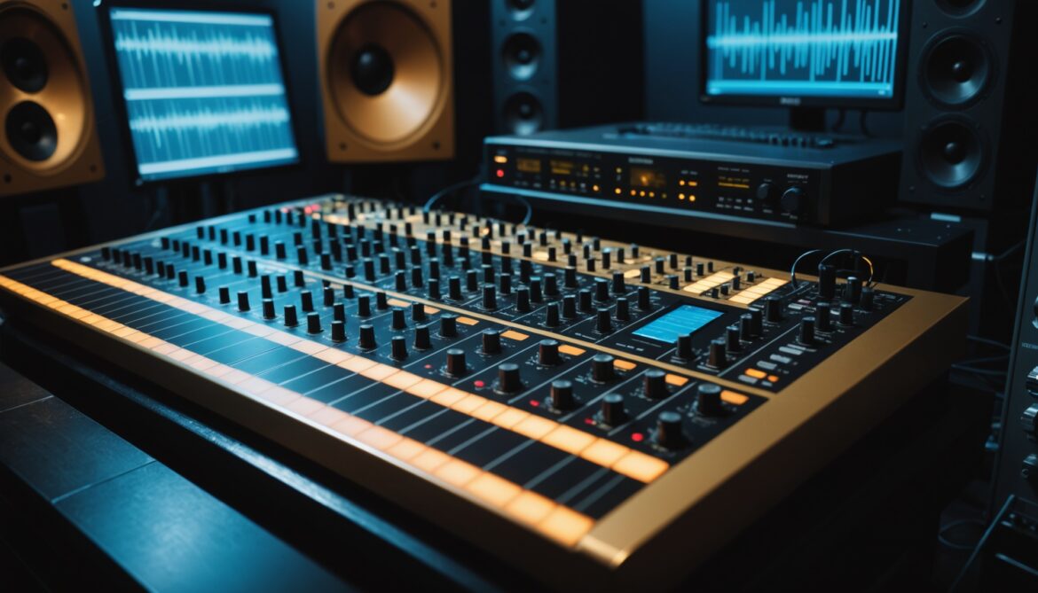 Console de mixage et supports musicaux illustrant la hausse des revenus de la musique enregistrée